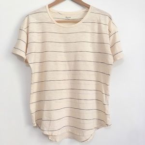 Madewell Beige/Navy Striped Tee
